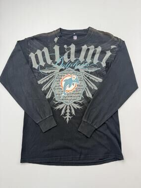 Miami Dolphins Shirt Mens Medium Black NFL Football NFL Pro Line Long Sleeve